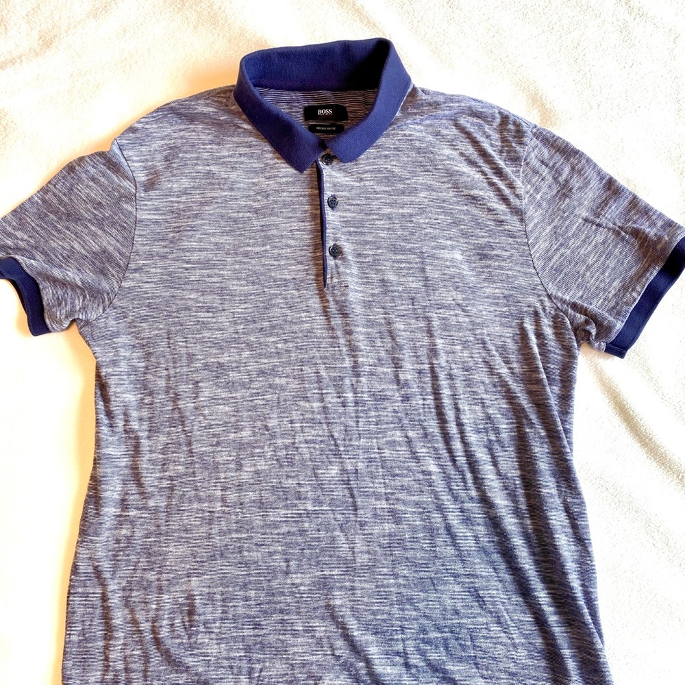 Hugo Boss size large knit blue polo